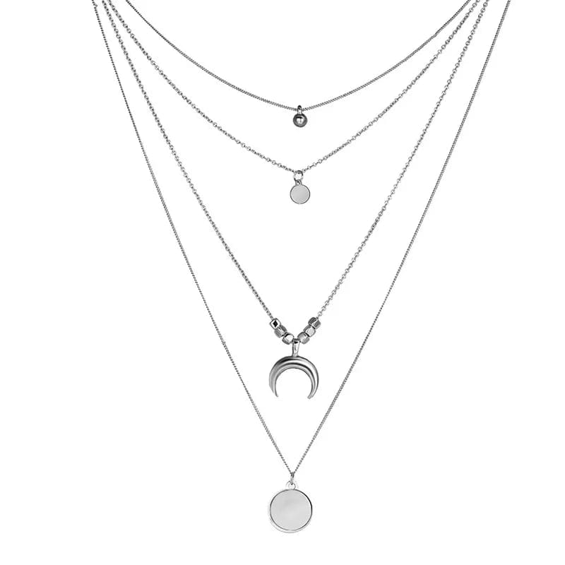 Crystal Zircon Heart Star Charm Layered Pendant Necklace Set for Women Charms Fashion Square Rhinestone Female Vintage Jewelry - SHOWLU FASHION STORE