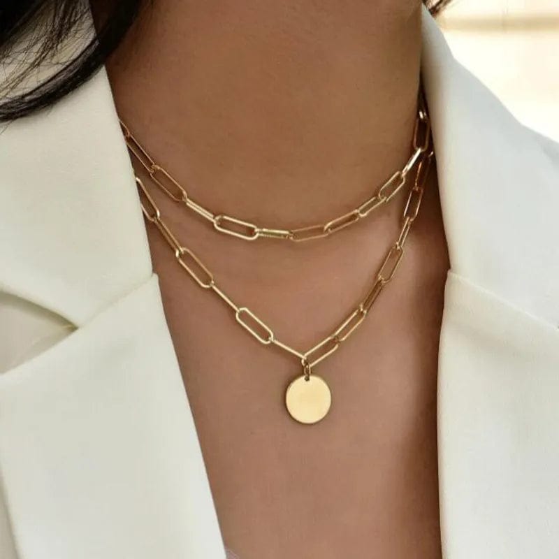 Crystal Zircon Heart Star Charm Layered Pendant Necklace Set for Women Charms Fashion Square Rhinestone Female Vintage Jewelry - SHOWLU FASHION STORE