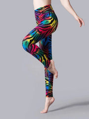 CUHAKCI High Waist Leggings Sportwear Workout Women Jeggings Elastic Pants Leopard Summer Printed Stripe Sexy Fitness Leggins - SHOWLU FASHION STORE