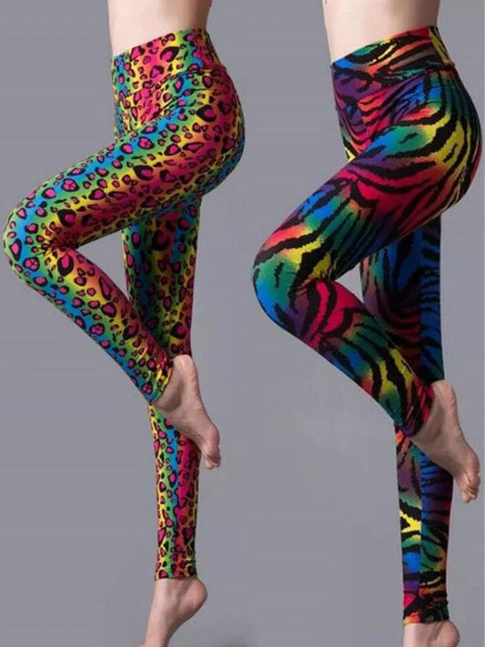 CUHAKCI High Waist Leggings Sportwear Workout Women Jeggings Elastic Pants Leopard Summer Printed Stripe Sexy Fitness Leggins - SHOWLU FASHION STORE