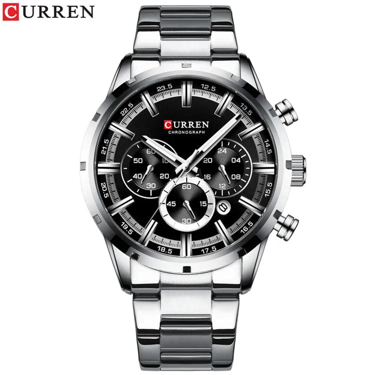 Curren Men's Watch Blue Dial Stainless Steel Band Date Mens Business Male Watches Waterproof Luxuries Men Wrist Watches for Men - SHOWLU FASHION STORE