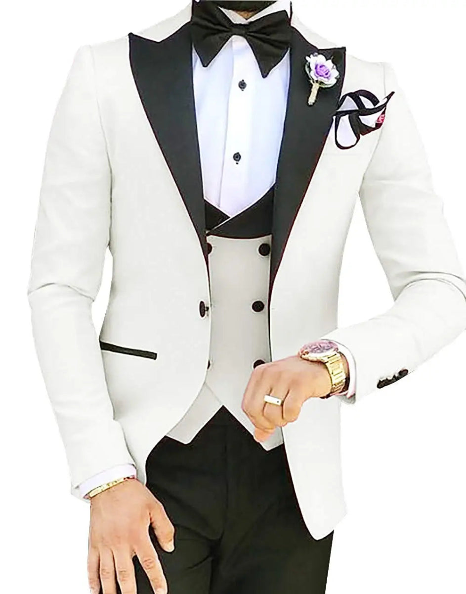 Custom Made Terno Slim Groom Tuxedos Wedding Men Suit Terno Masculino (Jacket+Pant+Vest) Mens's 3 Pieces Suits for Men - SHOWLU FASHION STORE