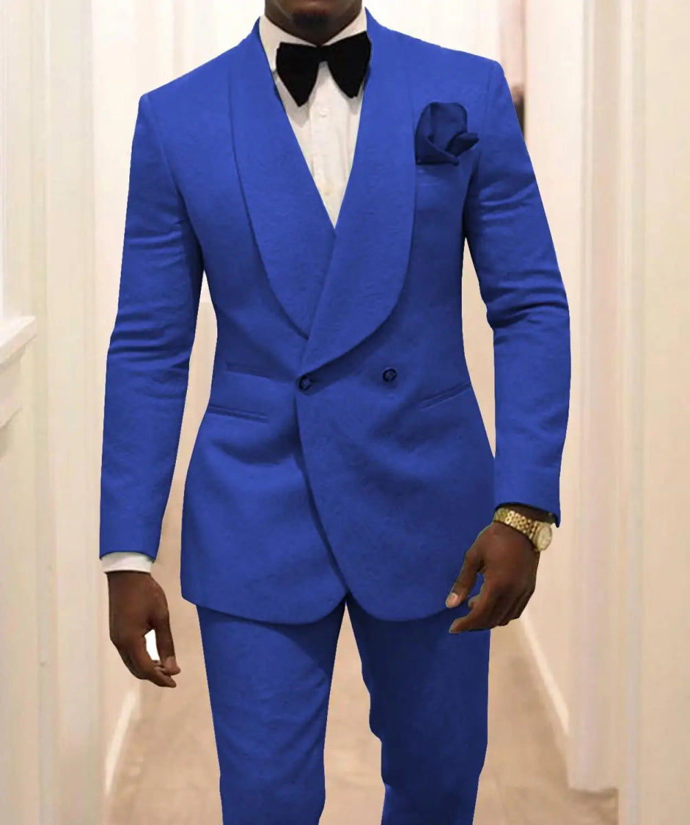 Custom Pour Hommes Made Groomsmen White Pattern Groom Tuxedos Shawl Lapel Suits 2PCS Wedding ( Jacket+Pants )Costume Homme - SHOWLU FASHION STORE
