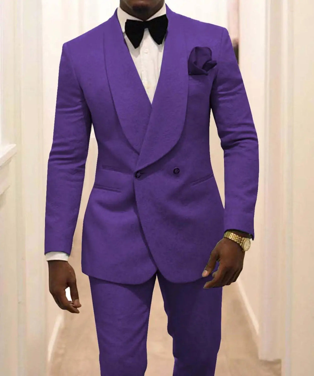 Custom Pour Hommes Made Groomsmen White Pattern Groom Tuxedos Shawl Lapel Suits 2PCS Wedding ( Jacket+Pants )Costume Homme - SHOWLU FASHION STORE