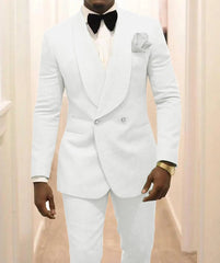 Custom Pour Hommes Made Groomsmen White Pattern Groom Tuxedos Shawl Lapel Suits 2PCS Wedding ( Jacket+Pants )Costume Homme - SHOWLU FASHION STORE