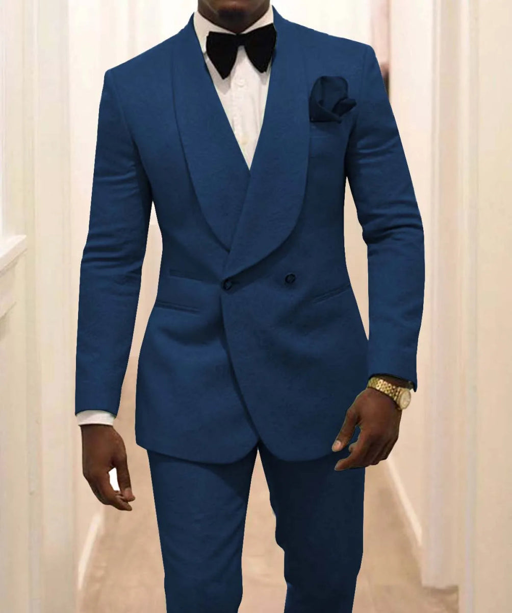 Custom Pour Hommes Made Groomsmen White Pattern Groom Tuxedos Shawl Lapel Suits 2PCS Wedding ( Jacket+Pants )Costume Homme - SHOWLU FASHION STORE
