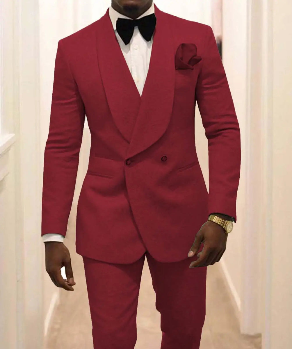 Custom Pour Hommes Made Groomsmen White Pattern Groom Tuxedos Shawl Lapel Suits 2PCS Wedding ( Jacket+Pants )Costume Homme - SHOWLU FASHION STORE