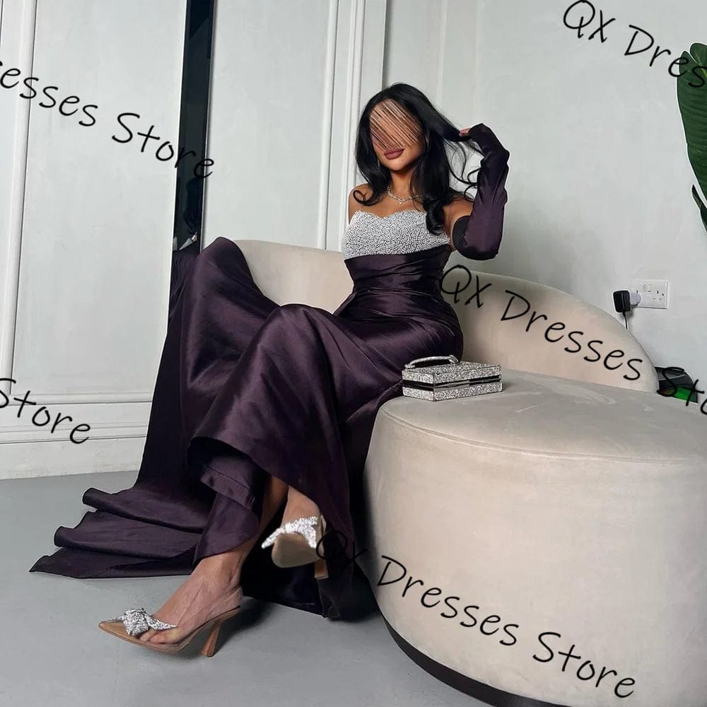 Customized Jiayigong elegant Purple A - line Formal Evening Dresses Sequined Sleeveless pleat Quinceanera Party Dresses - SHOWLU FASHION STORE