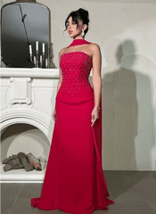 Customized Sleeveless Beaded Floor - length Evening Dresses Gown Esses Vestidos De Mujer Elegantes Para Fiesta 2024 - SHOWLU FASHION STORE
