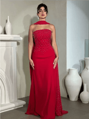 Customized Sleeveless Beaded Floor - length Evening Dresses Gown Esses Vestidos De Mujer Elegantes Para Fiesta 2024 - SHOWLU FASHION STORE