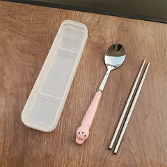 Cutlery Cartoon Rabbit Spoon Fork Chopsticks Sets Portable Lunch Tableware Stainless Steel Travel Dinnerware Kitchen Supplies - SHOWLU FASHION STORE