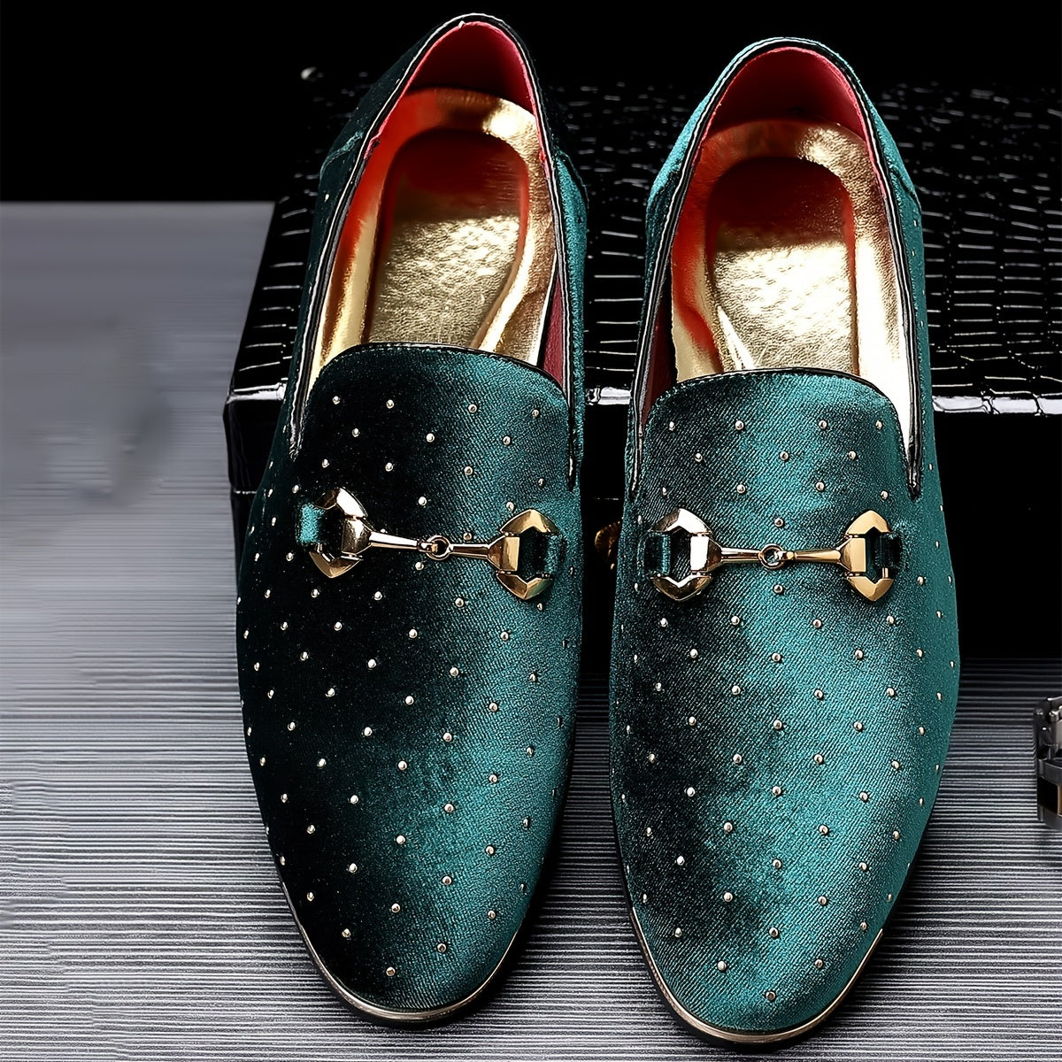 Glittering Mens Horsebit Loafers with Rhinestones - Ultra-Comfortable, Non-Slip Slip-Ons for Spring & Summer - Stylish Mens Dress Shoes SHOWLU FASHION STORE
