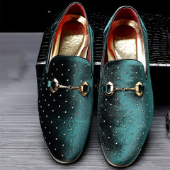Glittering Mens Horsebit Loafers with Rhinestones - Ultra-Comfortable, Non-Slip Slip-Ons for Spring & Summer - Stylish Mens Dress Shoes SHOWLU FASHION STORE
