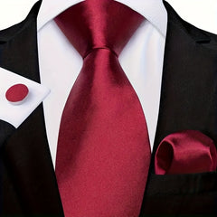 A Set Of 3 Men'S Black, Red, And Blue Solid Color Ties Is An Ideal Choice For Business Events, Weddings, Father'S Day, Valentine'S Day, And Various Holidays As Gifts