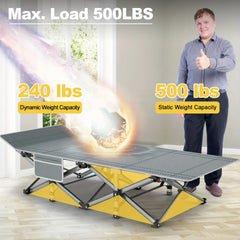 Folding Camping Cot Bed For Adults Sleeping 1200D Double Layer Oxford Portable Folding Outdoor Cots For Camping W/Soft Pad Carry Bag, Portable Travel Camp Cot Bed, Heavy Duty, For Patio, Courtyard, Lawn, And Garden, Ideal As