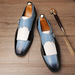 Men'S Plaid Oxfords with Buckle Closure, Microfiber Synthetic Dress Shoes, Low Top, Round Toe, Rubber Sole, PU Insole, for Business, Casual, Wedding, All-Season Wear SHOWLU FASHION STORE
