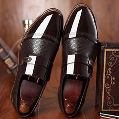 Exquisite Embossed Men's Business Shoes - Luxurious Comfort, Pointed Toe, Slip-On Design, Lug Sole, Perfect for Party, Wedding, Office, and Formal Events - Durable, Breathable, and Stylish Dress Shoes SHOWLU FASHION STORE