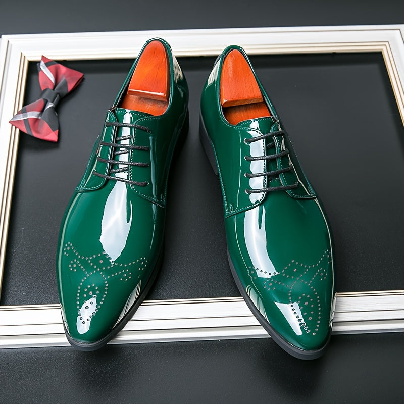 Men'S Solid Color Casual Dress Shoes, Pointed Toe Lace-Up, Microfiber Synthetic Upper, Superfine Fiber Lining, Sole & Insole, Fashionable Business Wedding Footwear for All Seasons SHOWLU FASHION STORE