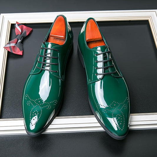 Men'S Solid Color Casual Dress Shoes, Pointed Toe Lace-Up, Microfiber Synthetic Upper, Superfine Fiber Lining, Sole & Insole, Fashionable Business Wedding Footwear for All Seasons SHOWLU FASHION STORE