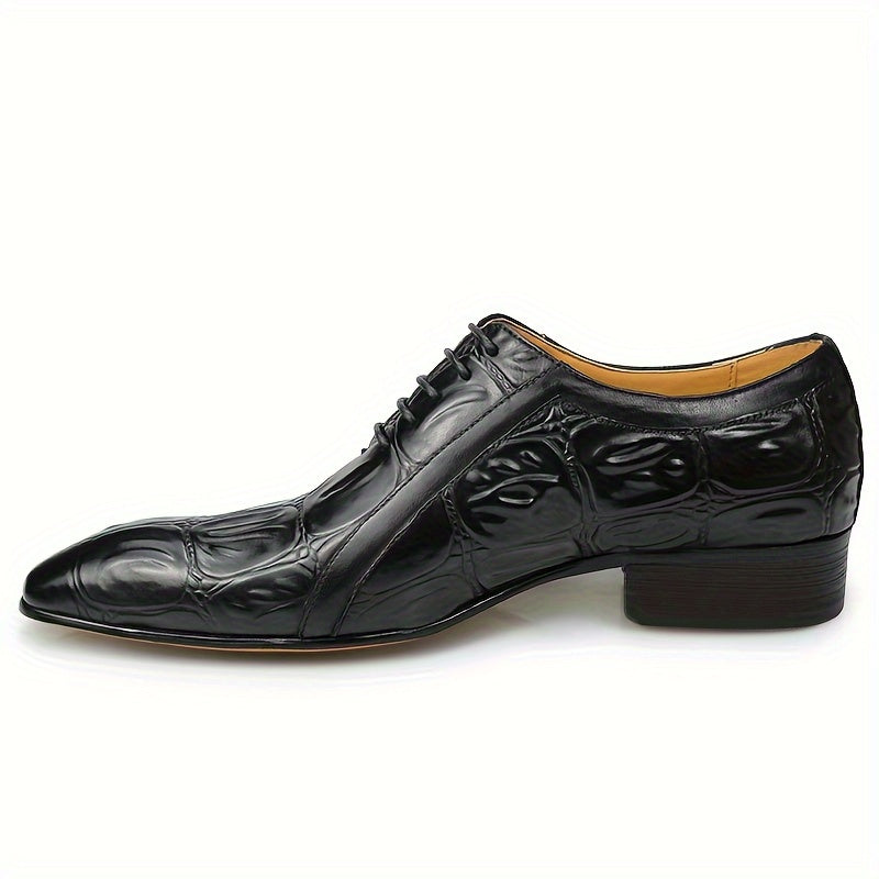 [Trendy Derby Shoes] Comfy Non Slip Men's Trendy Top Upper Derby Shoes - Lace Up Rubber Sole Formal Shoes for Outdoor Activities, Oxford, Print Design, Wedding SHOWLU FASHION STORE