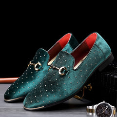 Glittering Mens Horsebit Loafers with Rhinestones - Ultra-Comfortable, Non-Slip Slip-Ons for Spring & Summer - Stylish Mens Dress Shoes SHOWLU FASHION STORE