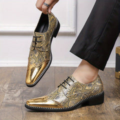 Men'S Classic Fashion Oxfords, All-Season Dress Shoes with Rubber Sole, Slip-On Round Toe for Business, Casual, Wedding, England - Solid & Striped Pattern SHOWLU FASHION STORE
