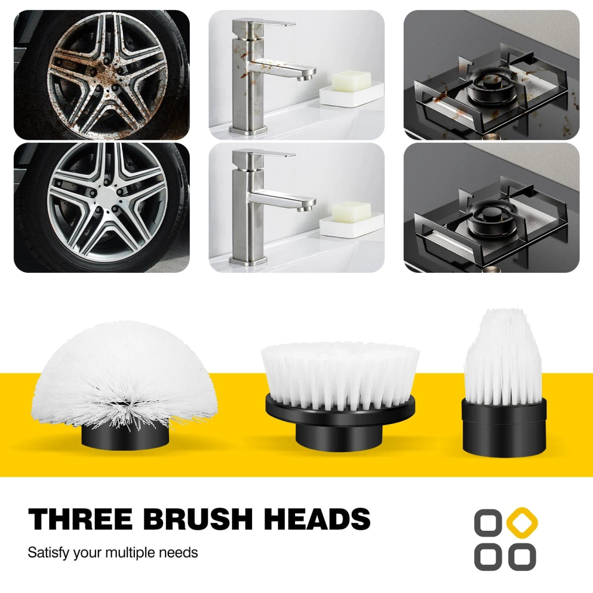 DayPlus Cordless Electric Brush Multi - functional Automatic Hand - held Electric Cleaning Brush Bathroom Toilet Floor Toilet 3 Head - SHOWLU FASHION STORE