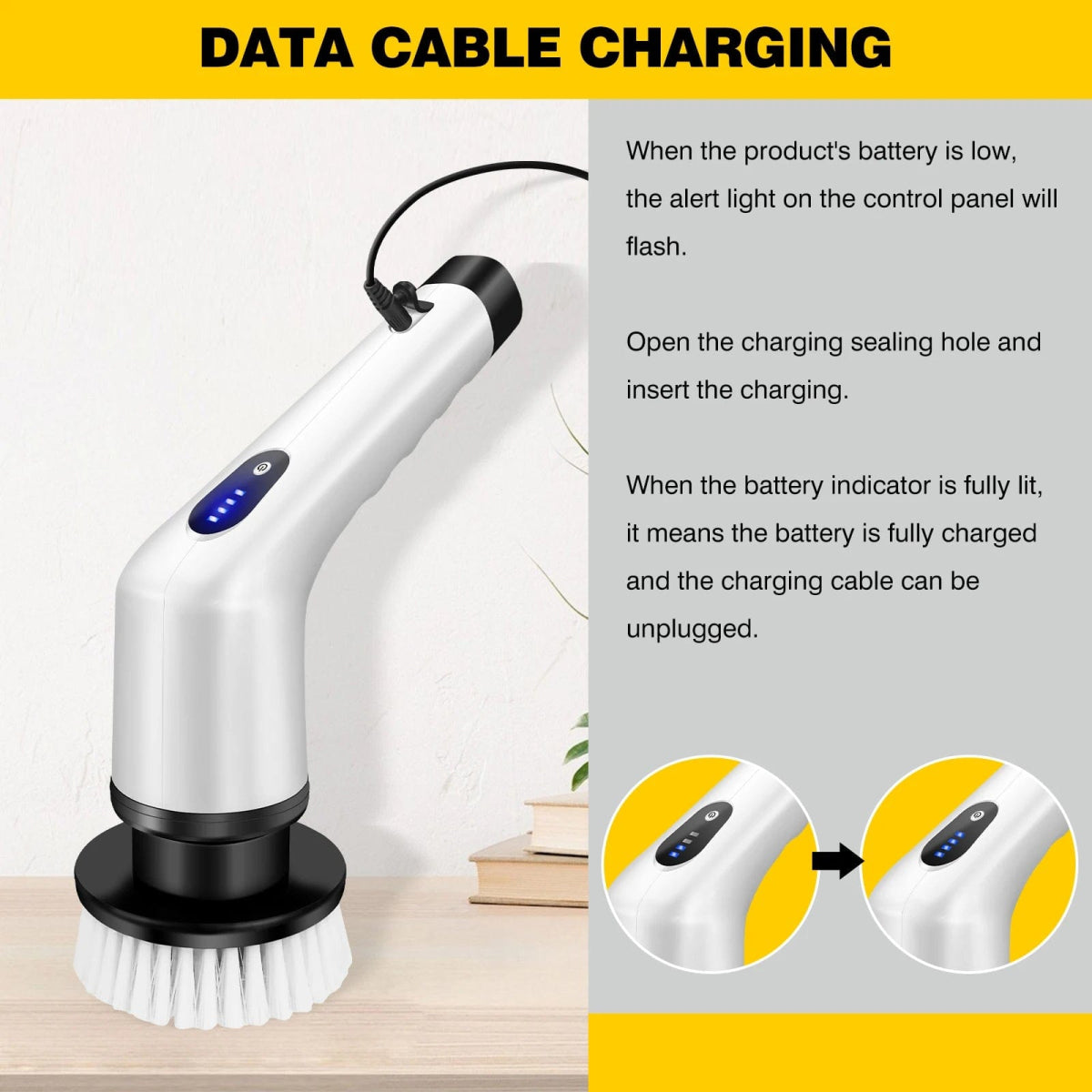 DayPlus Cordless Electric Brush Multi - functional Automatic Hand - held Electric Cleaning Brush Bathroom Toilet Floor Toilet 3 Head - SHOWLU FASHION STORE