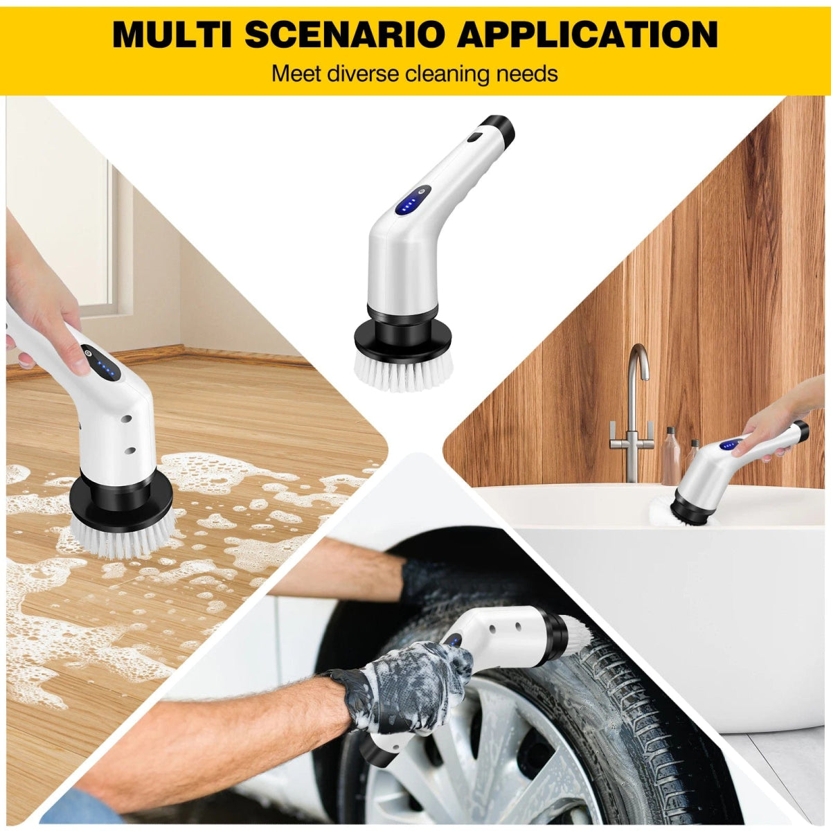 DayPlus Cordless Electric Brush Multi - functional Automatic Hand - held Electric Cleaning Brush Bathroom Toilet Floor Toilet 3 Head - SHOWLU FASHION STORE