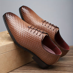[Non Slip Rubber Sole Shoes] Plus Size Men's Whole-Cut Oxford Shoes, Comfy Non Slip Lace Up Casual Rubber Sole Formal Shoes, Men's Shoes For Banquet, Office, Business Occasion SHOWLU FASHION STORE