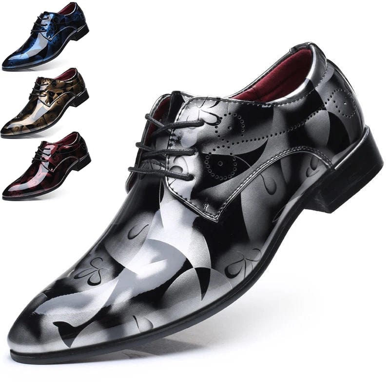 Designer Brand Patent Leather Shoes for Men Wedding Party Business Casual Oxfords Plus Size Lace Up Point Toe Office Work Shoes - SHOWLU FASHION STORE