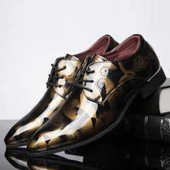 Designer Brand Patent Leather Shoes for Men Wedding Party Business Casual Oxfords Plus Size Lace Up Point Toe Office Work Shoes - SHOWLU FASHION STORE