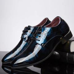 Designer Brand Patent Leather Shoes for Men Wedding Party Business Casual Oxfords Plus Size Lace Up Point Toe Office Work Shoes - SHOWLU FASHION STORE
