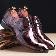 Designer Brand Patent Leather Shoes for Men Wedding Party Business Casual Oxfords Plus Size Lace Up Point Toe Office Work Shoes - SHOWLU FASHION STORE