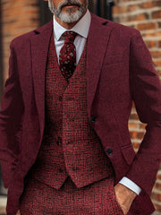 Men's Geometric-Patterned Polyester Suit Jacket, 100% Polyester Woven Fabric, Mature Style with Lapel Collar, Regular Fit, All-Season Adult Blazer, Seasonal Fashion | Classic Lapel Collar | Button Closure Blazer SHOWLU FASHION STORE