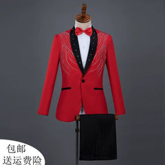 Diamond Decorations Sequined Chorus Singer Host Performance Costume - SHOWLU FASHION STORE