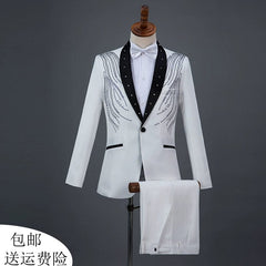 Diamond Decorations Sequined Chorus Singer Host Performance Costume - SHOWLU FASHION STORE