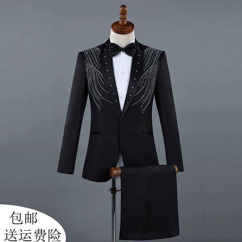 Diamond Decorations Sequined Chorus Singer Host Performance Costume - SHOWLU FASHION STORE