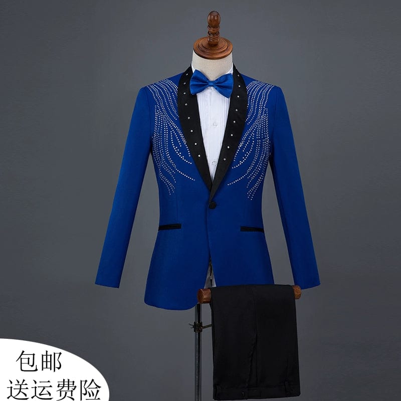 Diamond Decorations Sequined Chorus Singer Host Performance Costume - SHOWLU FASHION STORE