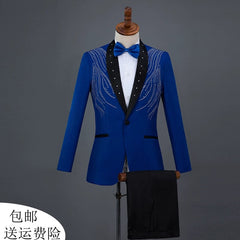 Diamond Decorations Sequined Chorus Singer Host Performance Costume - SHOWLU FASHION STORE
