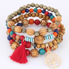 DIEZI Bohemian Multicolor Pink Crystal Beads Bracelets Women Girls Elastic Tassel Wing Letters Rope Bracelet Pulseira Feminina - SHOWLU FASHION STORE