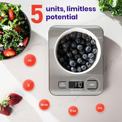 Digital Kitchen Scale, 304 Stainless Steel, Weight in Grams and Ounces for Baking, Cooking, and Meal Prep, LCD Display, Medium - SHOWLU FASHION STORE