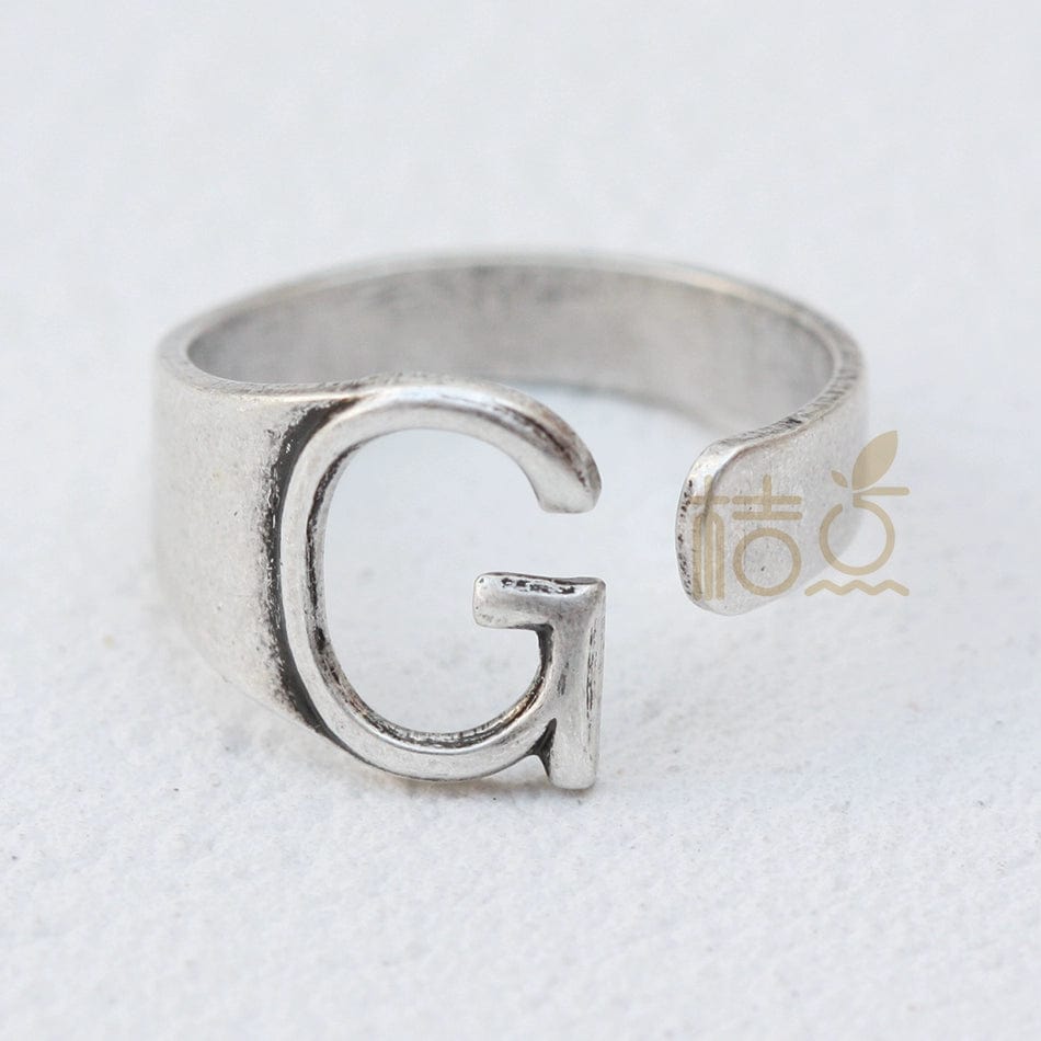 DIY Ornament Accessories Cooperized Silver Ring Letters Ring Open Ring Finger Ring (4532c) - SHOWLU FASHION STORE