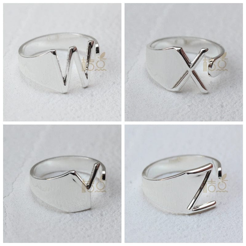 DIY Ornament Accessories Cooperized Silver Ring Letters Ring Open Ring Finger Ring (4532c) - SHOWLU FASHION STORE