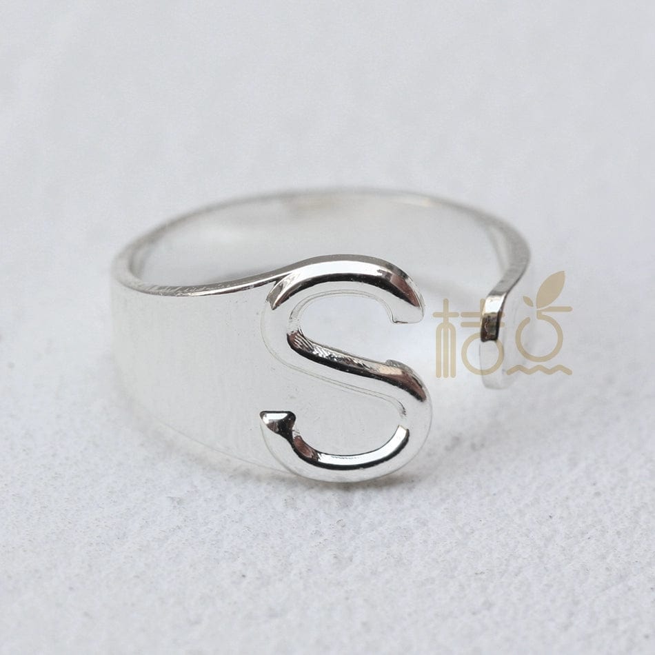 DIY Ornament Accessories Cooperized Silver Ring Letters Ring Open Ring Finger Ring (4532c) - SHOWLU FASHION STORE