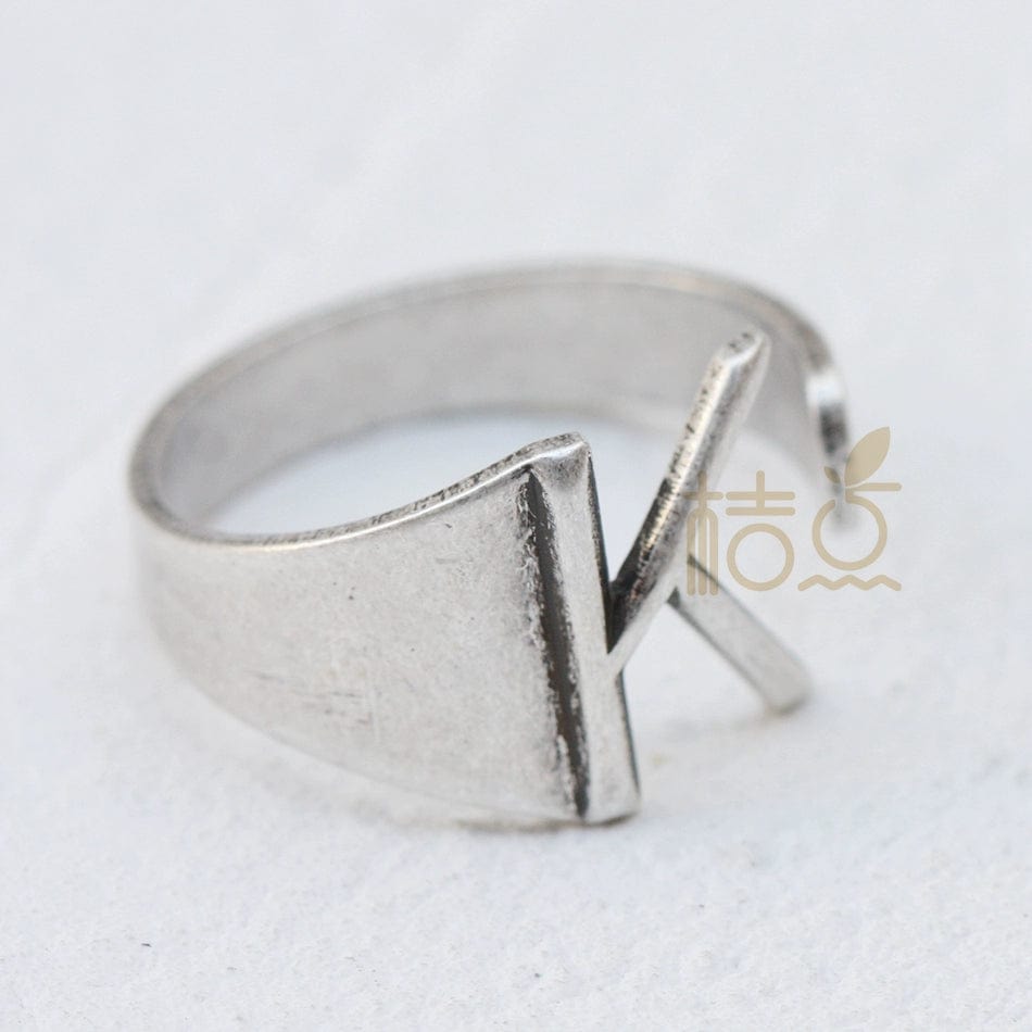 DIY Ornament Accessories Cooperized Silver Ring Letters Ring Open Ring Finger Ring (4532c) - SHOWLU FASHION STORE
