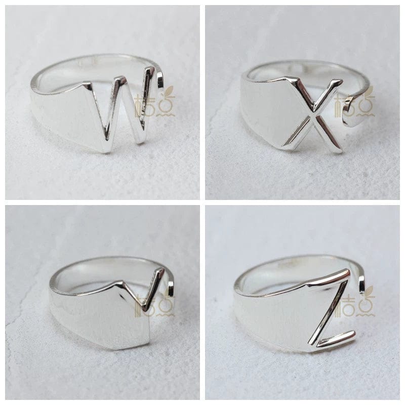 DIY Ornament Accessories Cooperized Silver Ring Letters Ring Open Ring Finger Ring (4532c) - SHOWLU FASHION STORE