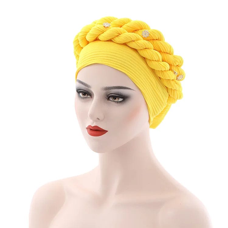 Double Braid Diamonds Halo Turban Cap Lady Cancer Chemo Caps Female Beanie Bonnet Hair Loss Cover African Head Wraps - SHOWLU FASHION STORE