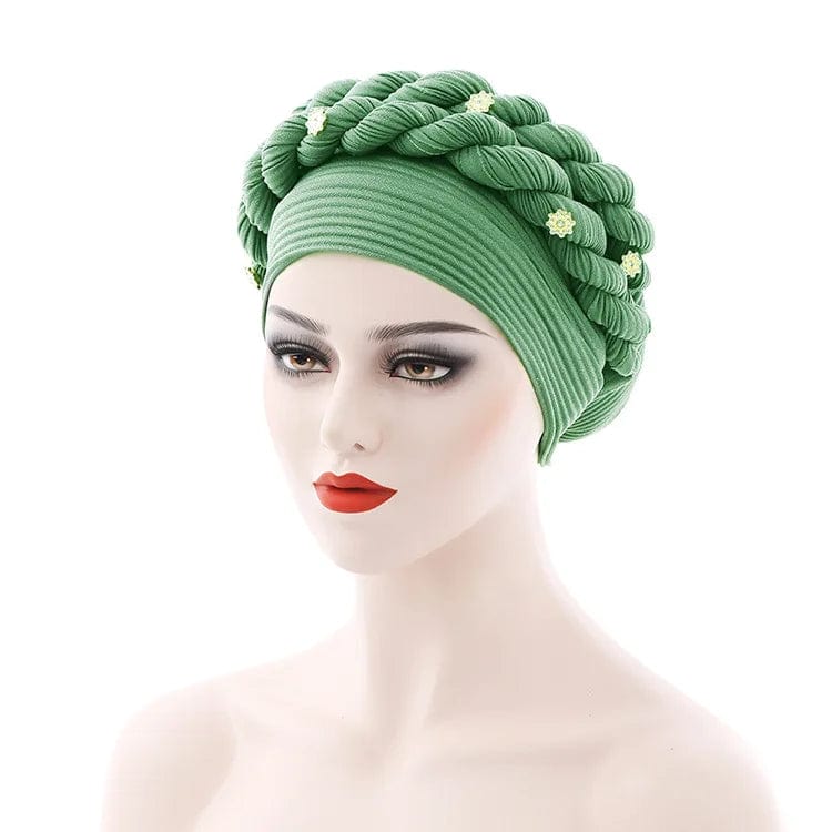 Double Braid Diamonds Halo Turban Cap Lady Cancer Chemo Caps Female Beanie Bonnet Hair Loss Cover African Head Wraps - SHOWLU FASHION STORE