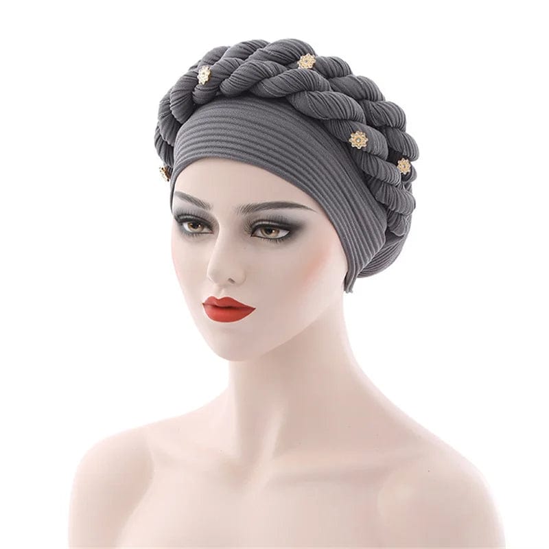 Double Braid Diamonds Halo Turban Cap Lady Cancer Chemo Caps Female Beanie Bonnet Hair Loss Cover African Head Wraps - SHOWLU FASHION STORE